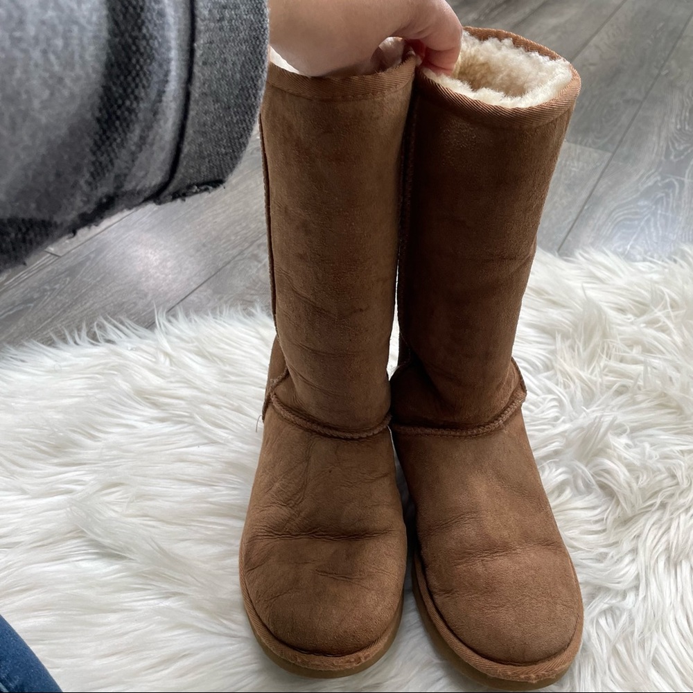 UGG classic tall boots suede leather Sherpa lined women size 6 - Picture 5 of 11